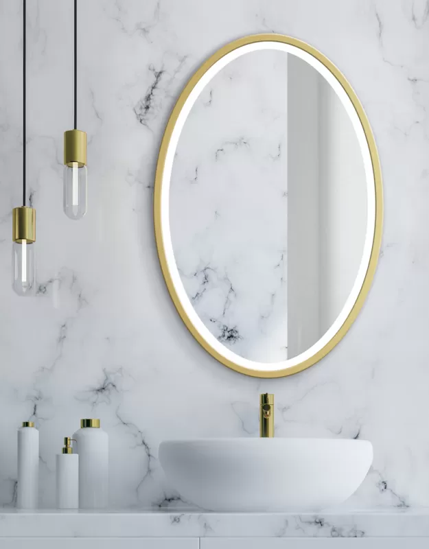 MIRROR OVAL LED GOLD